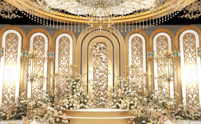 海西直辖香槟色调婚礼堂效果展示